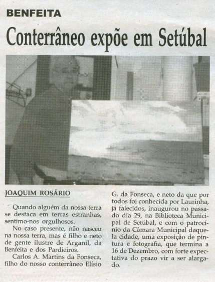 Notícia publicada na Comarca de Arganil, em 10 de Dezembro de 2008