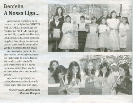 Notícia publicada no Jornal de Arganil, em 14 de Maio de 2009