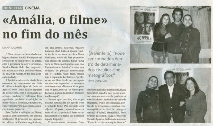 Notícia publicada no Jornal de Arganil, em 5 de Agosto de 2009