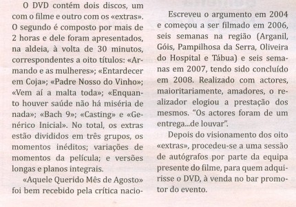 Notícia publicada no Jornal de Arganil, em 3 de Setembro de 2009 (continuação)