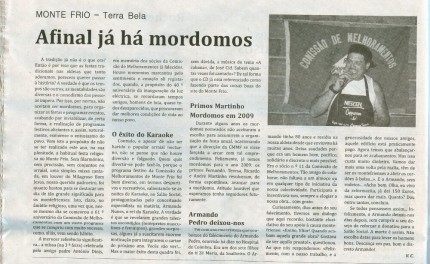 Notícia publicada no Jornal de Arganil, em 20 de Novembro de 2008