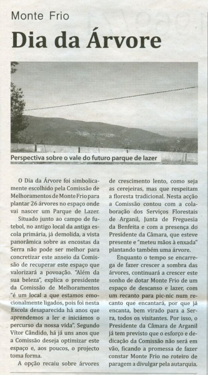 Notícia publicada no Jornal de Arganil, em 2 de Abril de 2009 