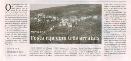 Notícia publicada no Jornal de Arganil, em 23 de Julho de 2009 