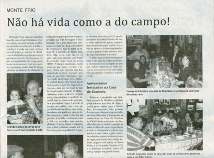 Notícia publicada no Jornal de Arganil, em 10 de Dezembro de 2009 