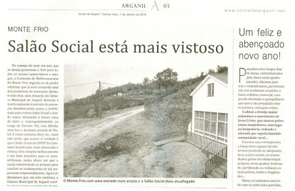 Notícia publicada no Jornal de Arganil, em 7 de Janeiro de 2010 