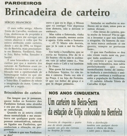 Notícia publicada na Comarca de Arganil, em 1 de Outubro de 2008 