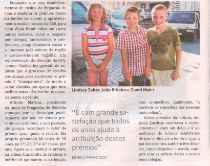 Notícia publicada no Jornal de Arganil, em 3 de Setembro de 2009 (continuação) 