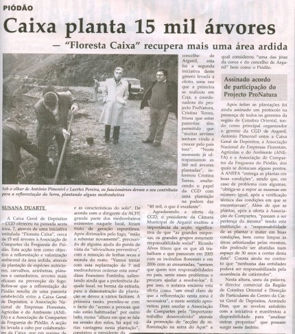 Notícia publicada na Comarca de Arganil, em 12 de Novembro de 2008 