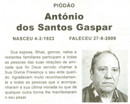 Notícia publicada no Jornal de Arganil, em 22 de Outubro de 2009