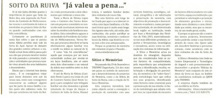 Notícia publicada no Jornal de Arganil, em 19 de Fevereiro de 2008