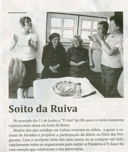 Notícia publicada no Jornal de Arganil, em 25 de Junho de 2009