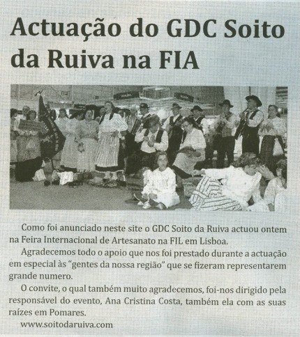 Notícia publicada no Jornal de Arganil, em 16 de Julho de 2009