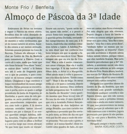 Notícia publicada no Jornal de Arganil,em 20 de Maio de 2010